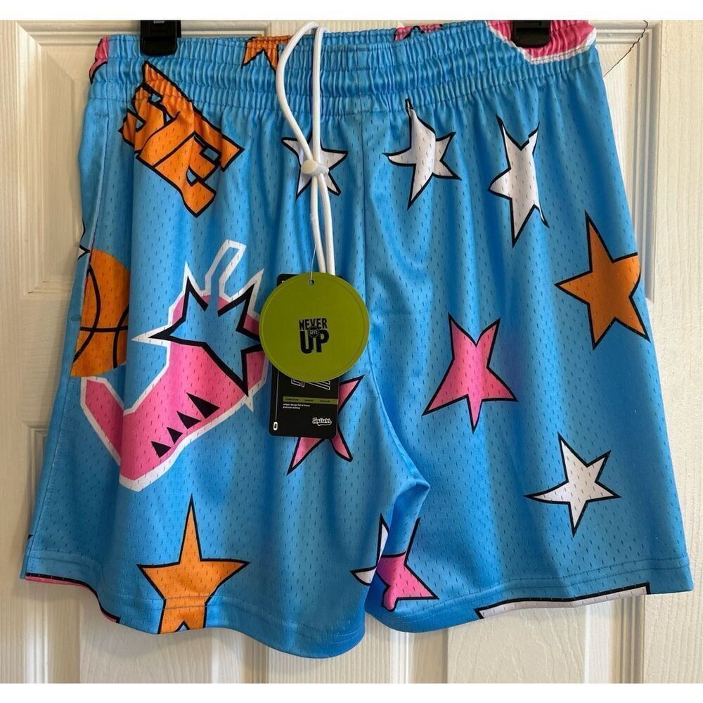 Never Give Up Men’s Graphic Basketball Shorts Size Small